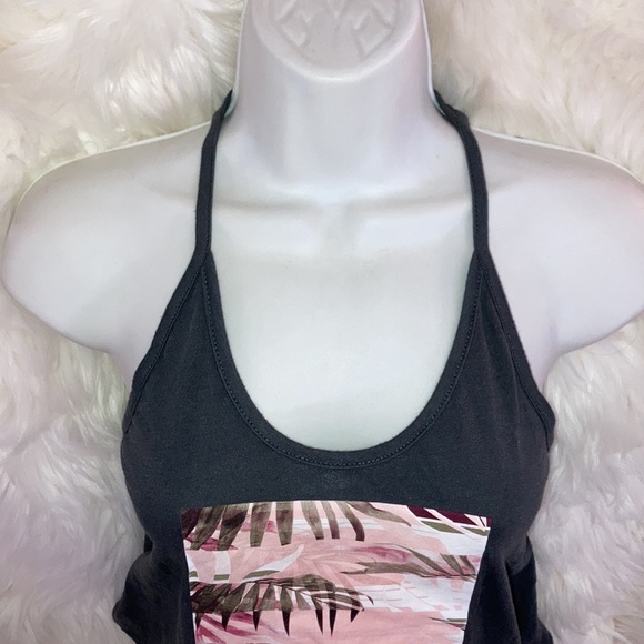 GYMSHARK Gray Palm Leaf Twisted Back Racerback Tank Top S - Picture 15 of 16
